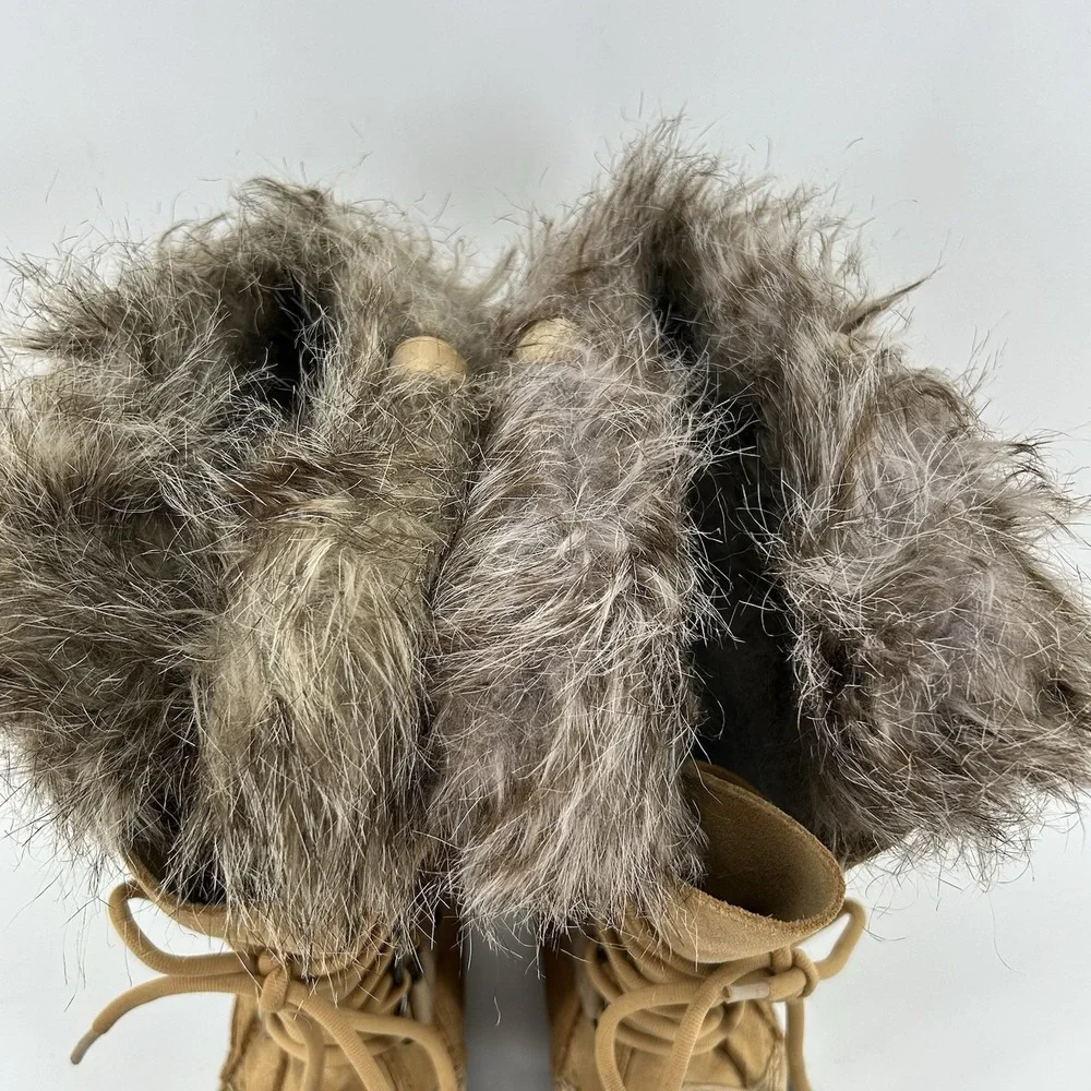 Sorel Joan Of Arctic Boots Womens 7.5 Khaki Waterproof‎ Fur Snow Winter Gorpcore